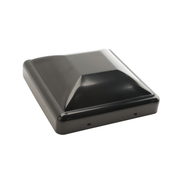 6" Square Powder-Coated Black Steel Dome Cap Galvanized Steel (Black) - Square Post Caps 6x6