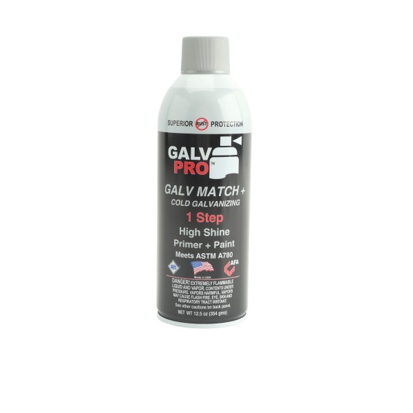 Galv-Pro Metallic Gray Aerosol Spray Paint Can Galv-Match-Plus - 69% Zinc Coating Touch-Up Paint For Chain Link Fence - 12.5 oz. Can