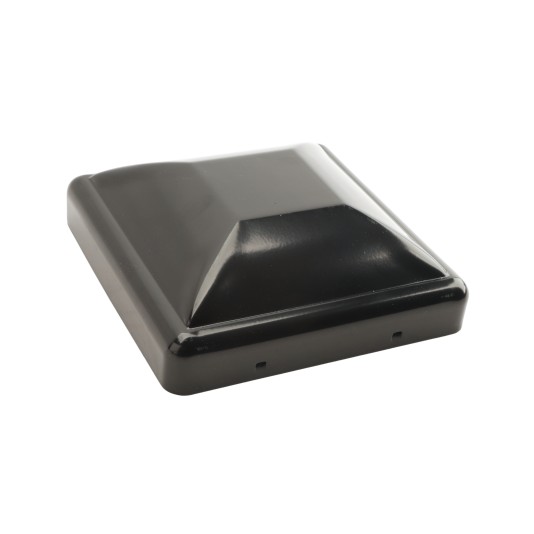 6" Square Powder-Coated Black Steel Dome Cap Galvanized Steel (Black) - Square Post Caps 6x6