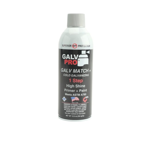 Galv-Pro Metallic Gray Aerosol Spray Paint Can Galv-Match-Plus - 69% Zinc Coating Touch-Up Paint For Chain Link Fence - 12.5 oz. Can