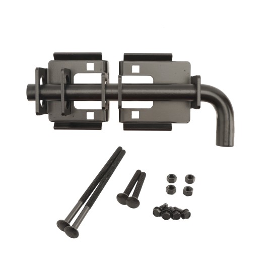 Goliath Heavy Duty Industrial Dumpster Gate Latch Lockable - Slide Bolt Latch For Double Drive Gate Powder Coated Black (Default)