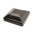 6" Square Powder-Coated Black Steel Dome Cap Galvanized Steel (Black) - Square Post Caps 6x6