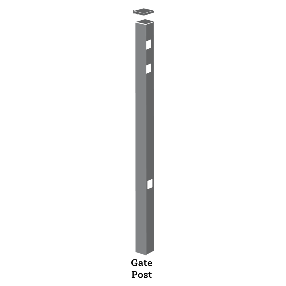 Gate Post showing all of the different mounting holes