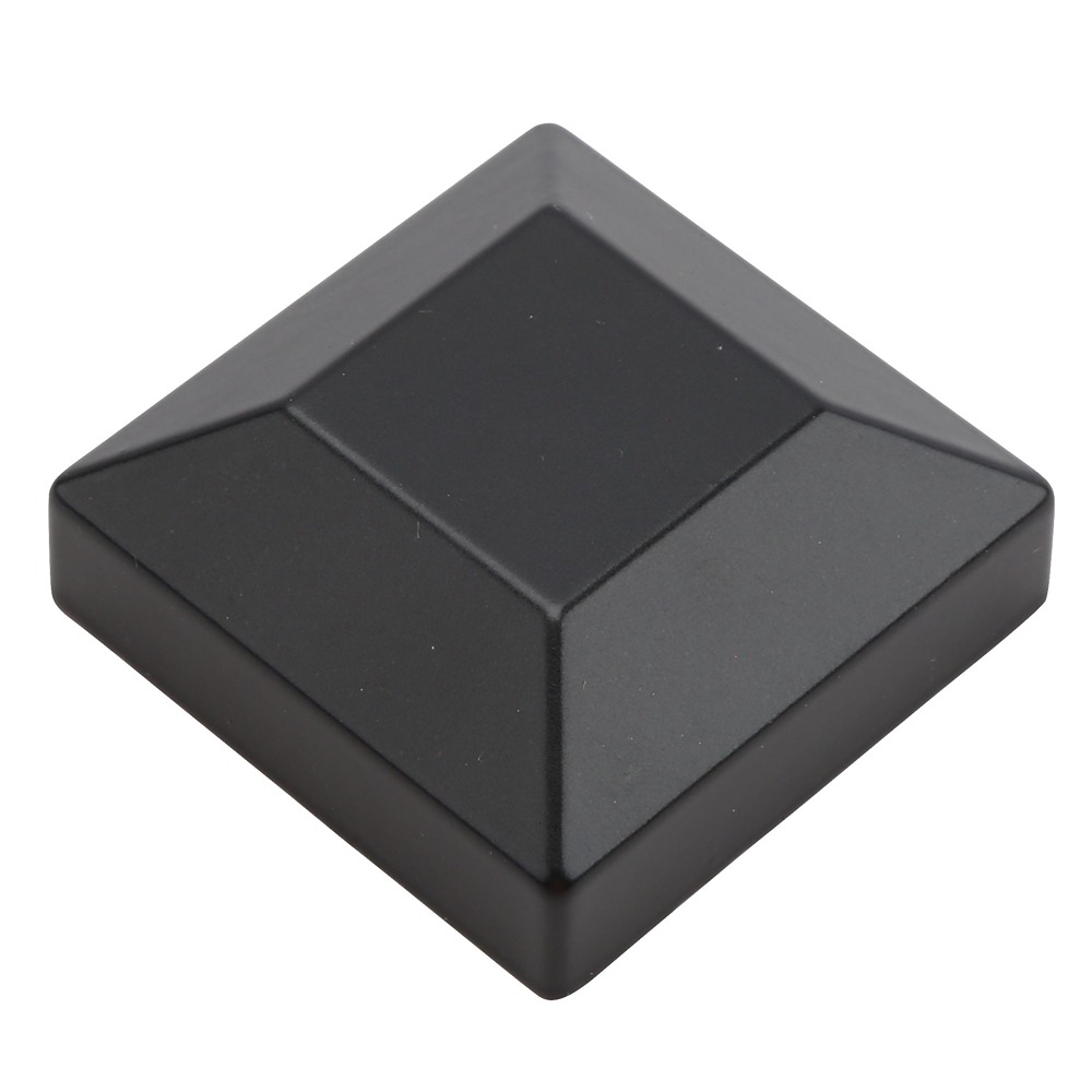Black Powder-Coated Galvanized Steel Square Flat Top Post Cap